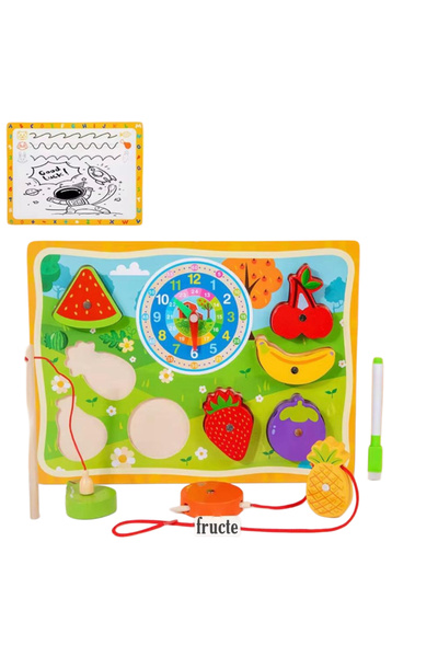 Denn Store Joc educativ multifuncțional din lemn – Puzzle, ceas didactic, joc...