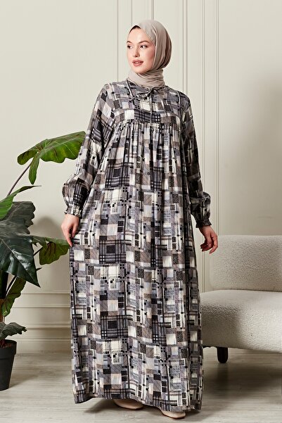 fistan Χειμερινό χοντρό ύφασμα από απλό ρόμπα, καρό απλό ύφασμα Tessetür, Φόρεμα για τη μητέρα, Φόρεμα προσευχής