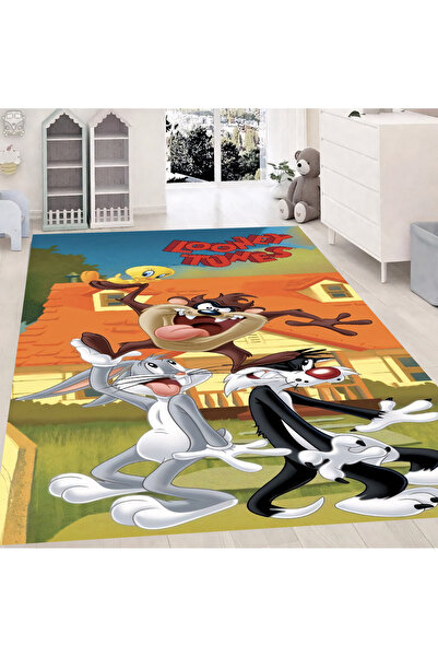 Reyhani Looney Tunes Desenli Kaymaz Taban Makinede Yıkanabilir Çocuk Gamıng H...