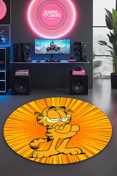 Reyhani Garfield Desenli Kaymaz Taban Makinede Yıkanabilir Çocuk Gamıng Halıs...