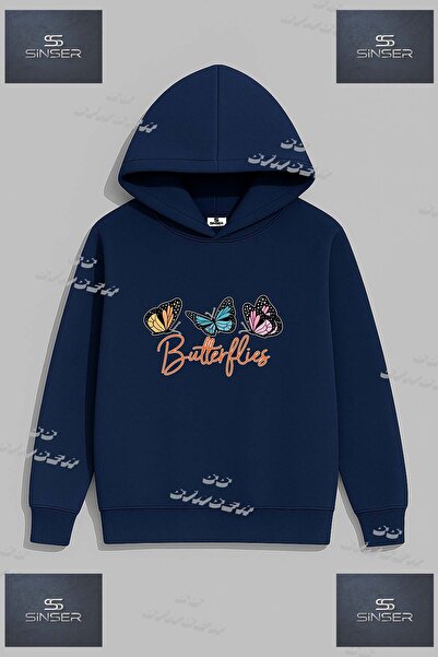 SS SİNSER Φούτερ Unisex με στάμπα  "KELEBEK 3LE YAZI USTUNDE "