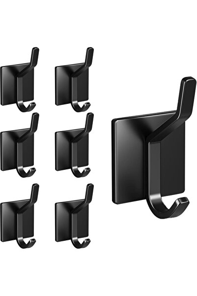 UCHUANG Wall Hooks Heavy Duty Self-Adhesive 304 Stainless Steel, 7-Pack, Black