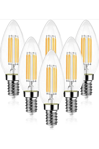 EXTRASTAR E14 LED Filament Candle Bulbs 6W (750LM) C35 SES, Warm White 2700K, Pack of 6