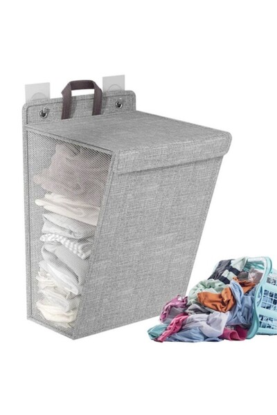 OEM Foldable Hanging Laundry Basket - Grey (Wall or Door Mount)