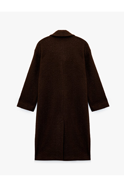 Koton X Melis Ağazat - Long Sleeve Buttoned Pocket Boucle Coat