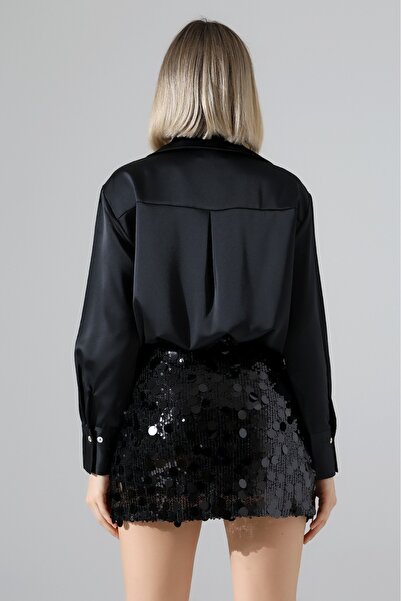 Hisleria Women's Sequin Shorts Mini Skirt - Black