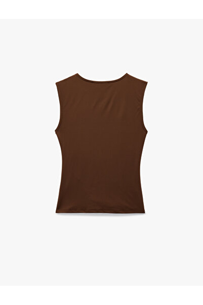 Koton Slim Fit Boat Neck Lace Detail Sleeveless Blouse