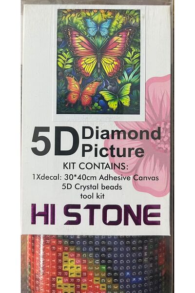 BALIM ÖRGÜ EVİ 5D'li Elmas Boncuk Yapıştırma Taş İşleme Mozaik Goblen "KELEBE...