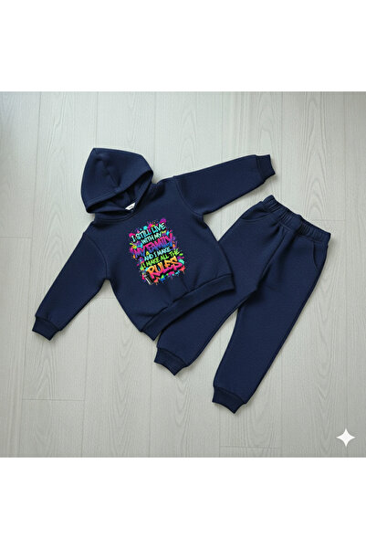 aytok tekstil Unisex Copii Negru Bleumarin Gri i still live with my family Gr...