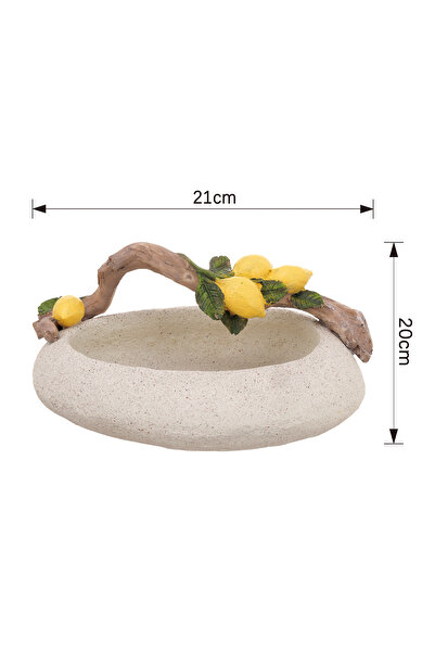 Malooki Ceramic decoration with lemons and branch – 21x20 cm, rustic Mediterranean design