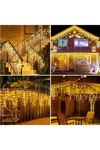 Sofia Store Christmas fringe installation, icicle pattern, 8 M, 200 LED, interconnectable, Warm white