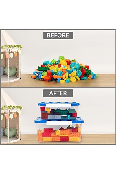 Winter Shore Toy storage boxes for children, transparent with locking lids, set of 2