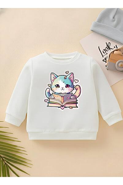 CDA Premium Rengarenk Bilge pisică pentru copii unisex Swea tricou