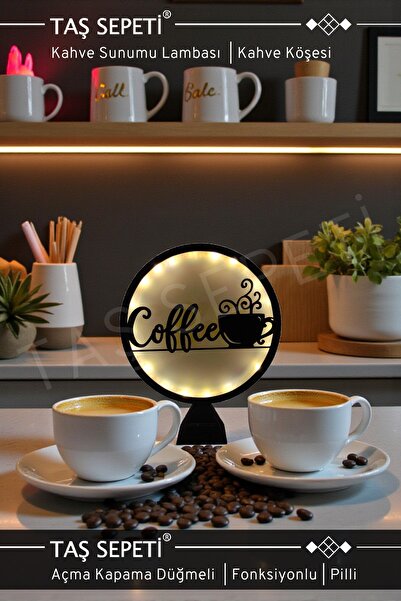 TAŞ SEPETİ Kahve Köşesi Lambası Kahve Sunumu Dekoru Coffee Lamba | Açma Kapam...