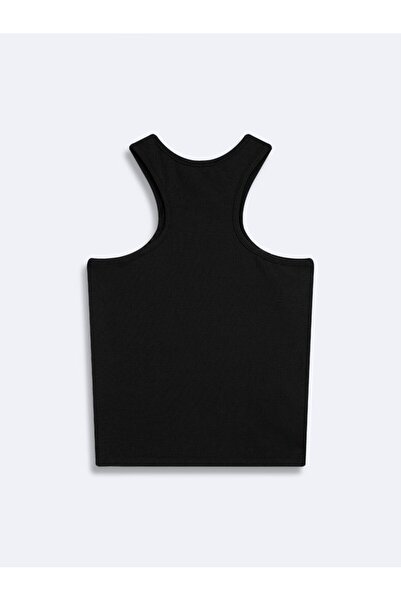 Ltb Fără mâneci material reiat basic Tricou negru