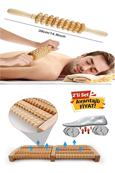 MACGON Ahşap Masaj Seti Ayak Masaj Aleti Ve Bel Sırt Boyun Selülit Tüm Vücut ...
