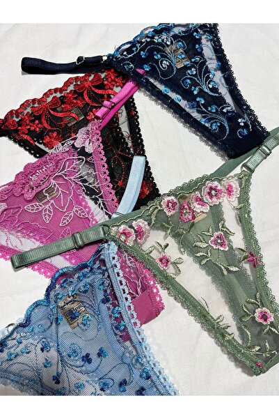 mendoza store Pentamatlı Efsane Floral Colorful Thong Panties Set of 5