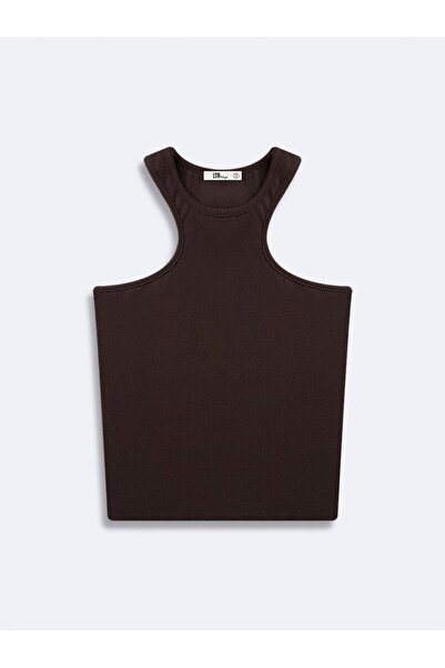 Ltb Αμάνικο εσώρουχο κοτλέ Basic καφέ χρώματος