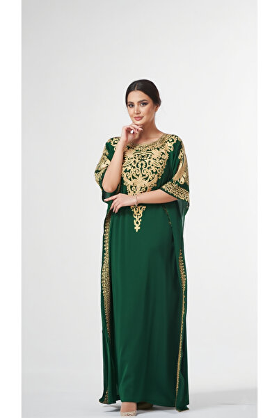 Generic Luxury Gold-Embroidered Arabian Kaftan - Premium Chiffon Fully Lined