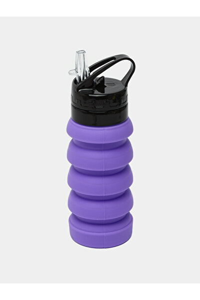4basix Silicone Collapsible Water Bottle, 530ml, Foldable, Leak-Proof, BPA-Free (Purple)