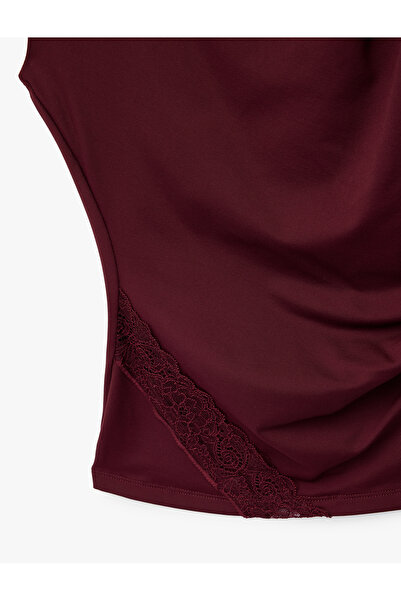 Koton Slim Fit Boat Neck Lace Detail Sleeveless Blouse