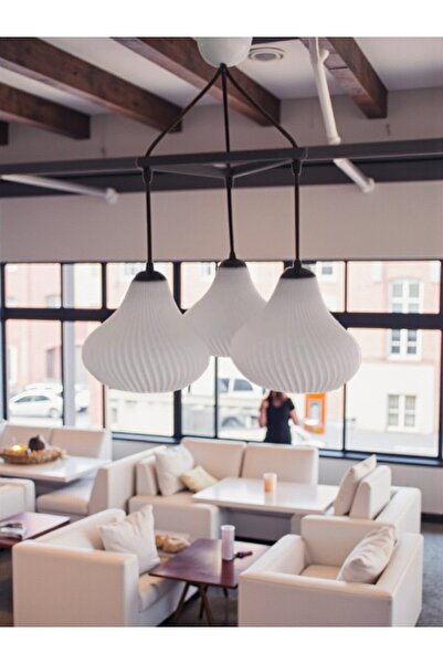 Dropcek eticaret Modern Sarkıt Üçlü Bohem Avize ( 23x27 cm ) Bubble Serisi Salon Mutfak Oturma Odası Cafe Bar