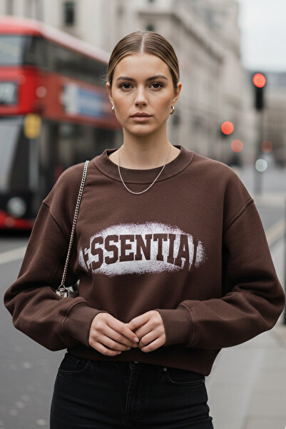 Modamorfo Women's Printed Crop Sweat - 31564Swt