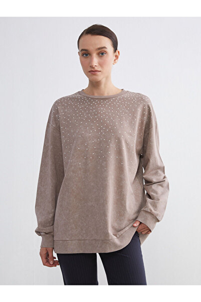 LC Waikiki Brown Crew Neck Stone Women's Sweatshirt
