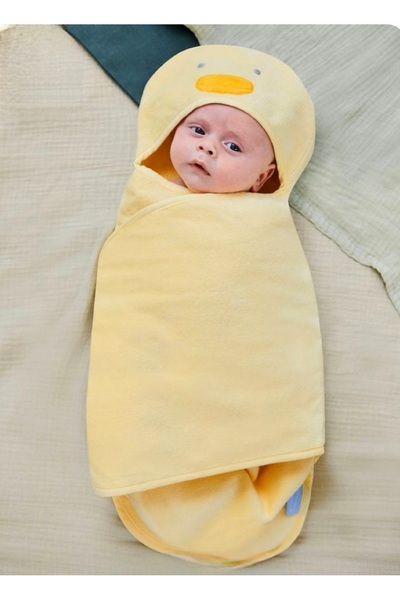 GÜRPAMUK HOME & BABY 100% Cotton Soft Baby Girl-Boy Swaddle Towel/Duck