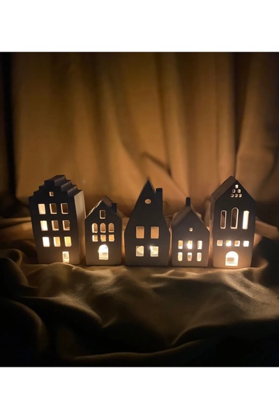 Bautinq Store Dekoratif el yapımı beton 5 li ev tealight mumluk(mumlar dahil)...