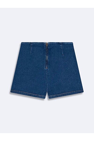 Ltb Lıvıya Basic Blue Jean Shorts Skirt with Zipper on the Back
