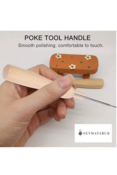 BALIM ÖRGÜ EVİ Wooden Ergonomic Handle Wool Felting Needle Kit with 7 Needles