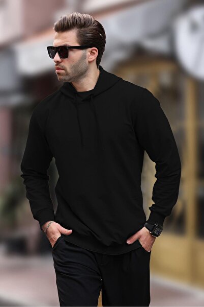 Madmext Black Hooded Men's Sweatshirt 7069