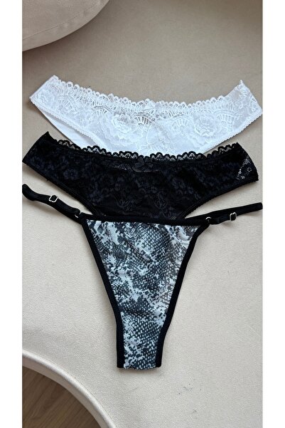 YOYYO Women's Underwear 3-Piece Set Thong Panties Lace,Cotton,Tulle Women's Laundry