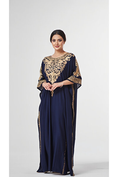 Generic Luxury Gold-Embroidered Arabian Kaftan - Premium Chiffon Fully Lined