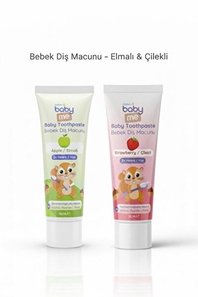 Baby&Me Bebek Diş Macunu 2’li Paket (Elmalı 50 ml + Çilekli 50 ml)