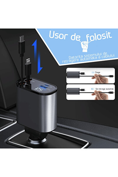 OEM 4 in 1 Car Charger, multi-port, retractable cables, USB-C and Lightning, 100W Fast Charging,