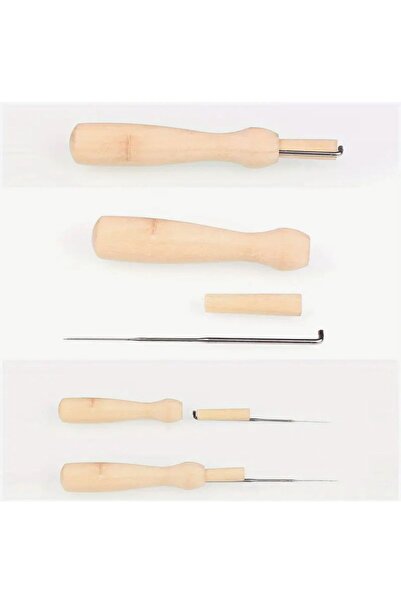 BALIM ÖRGÜ EVİ Wooden Ergonomic Handle Wool Felting Needle Kit with 7 Needles