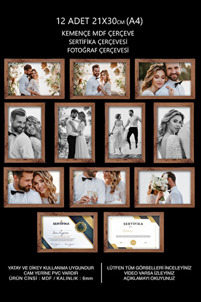 Me you 12 Adet 21x30 Çerçeve - Mdf Çerçeve - Fotoğraf Çerçevesi - A4 Diploma ...