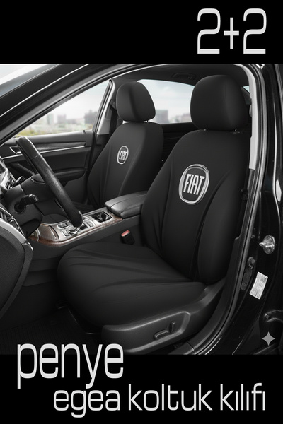 NEFİİİZZ Fiat Egea Cross Koltuk Kılıfı - Ön ve Sürücü LOGO Baskılı - Arka 2 P...