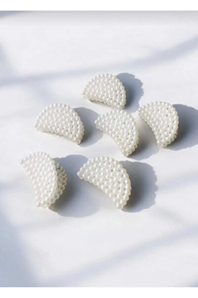 Genel Markalar İnci Nokta Oval Model BEYAZ Renkli Mandal Toka 5 cm