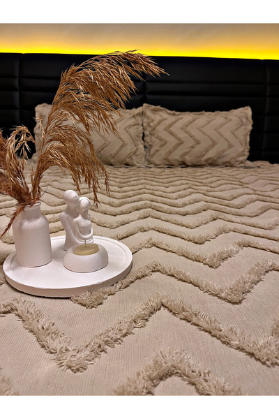 PEREN HOME Cuvertură de pat dublă cu ciucuri de calitate premium 250x250 cu 2...