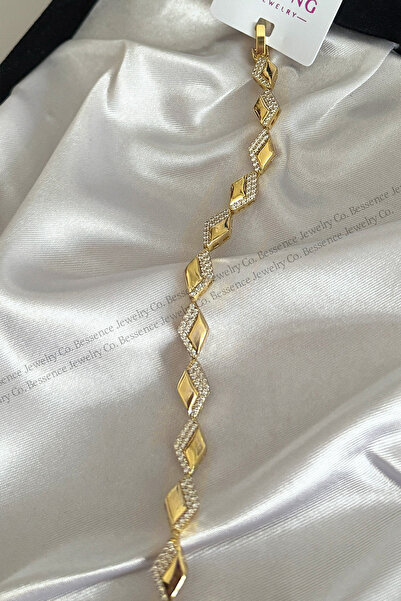 Bessence Jewelry Co Xuping 14K Gold Luxury Zigzag Model Çelik Bileklik, 17 CM...