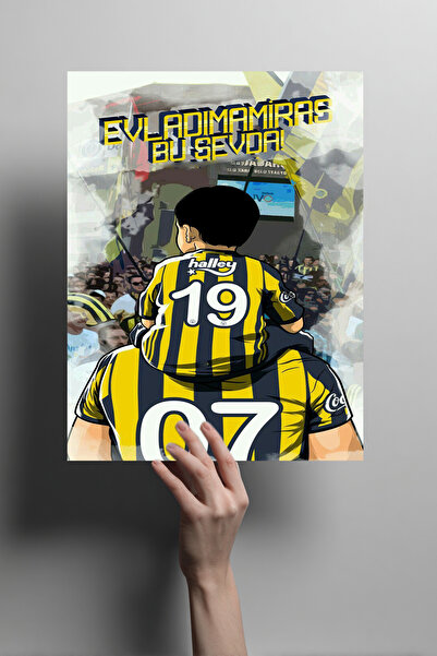 Genel Markalar Sarı Lacivert Forma Baba Oğul Taraftar Metal Poster – Dekorati...