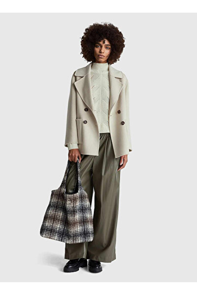 Benetton Balıkçı Yaka Normal Krem Kadın Kazak 1FDFD10F2