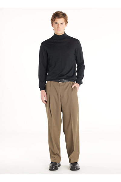 Ted Baker Normal Bel Geniş Paça Bol Kesim Vizon Erkek Pantolon TBMRTR1010