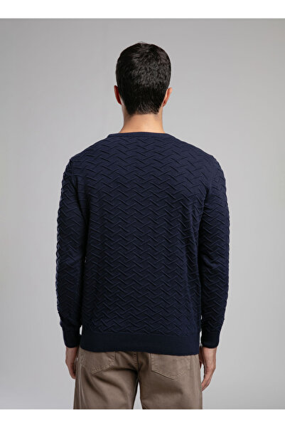 Lee Cooper Round Neck Regular Fit Navy Blue Men's Sweater 261 Lcm 241017 Jefta Laci̇vert