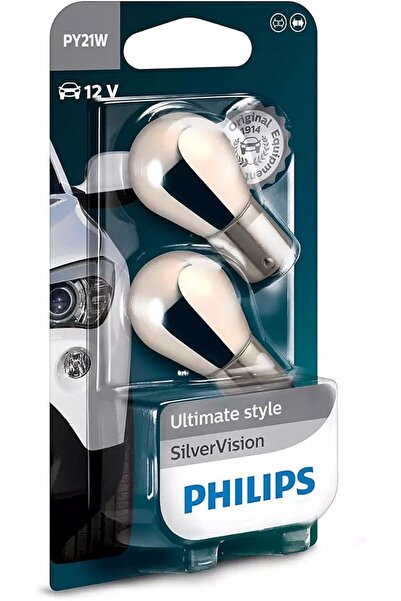 Philips PY21W Chrome Diadem 12V 93 Turuncu Amber Silver Vision Ampul 2 ADET
