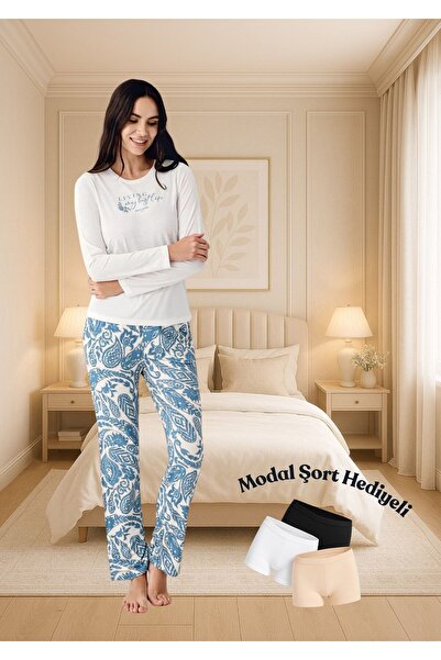 Pierre Cardin Set de pijamale pentru femei cu mâneci lungi din modal și bumbac THPC9CL74PC