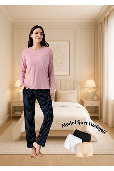 Pierre Cardin Long Sleeve Modal & Cotton Women's Pajama Set Thpc9Cl00Pc